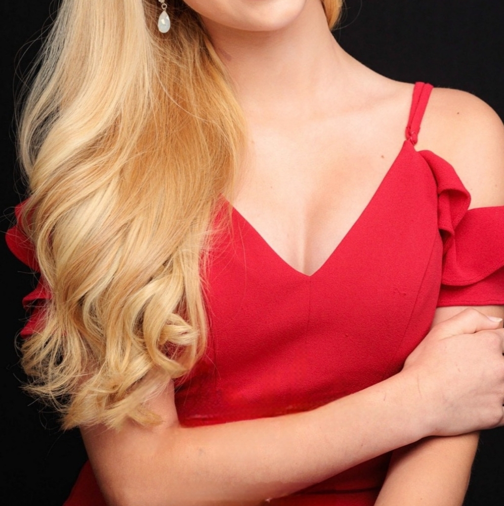 Red Dress With Ruffle Sleeve